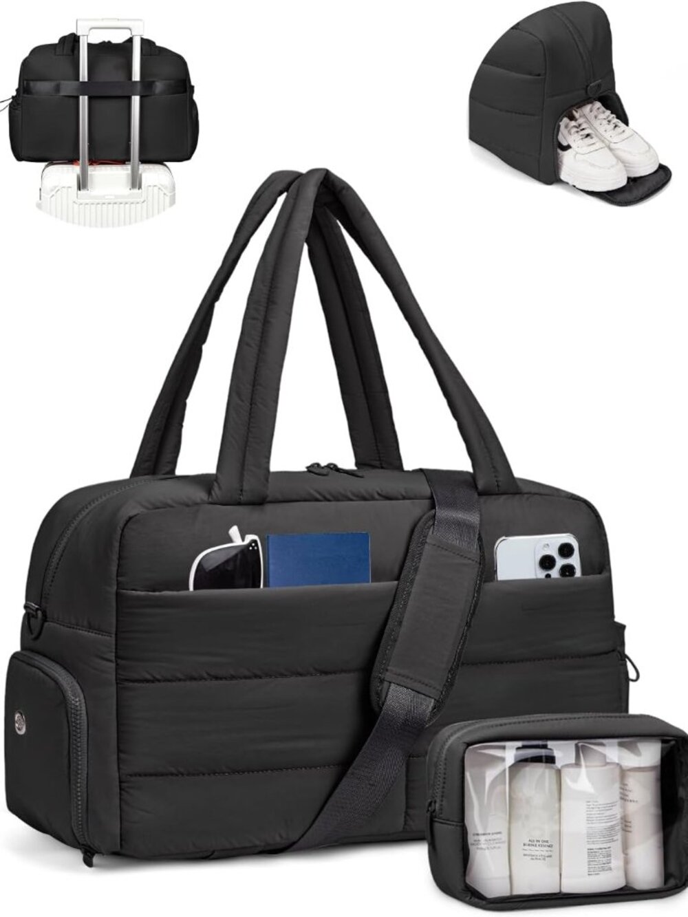 Travel Duffle Bag for Women Puffer Weekender Bags Carry on Gym Bag